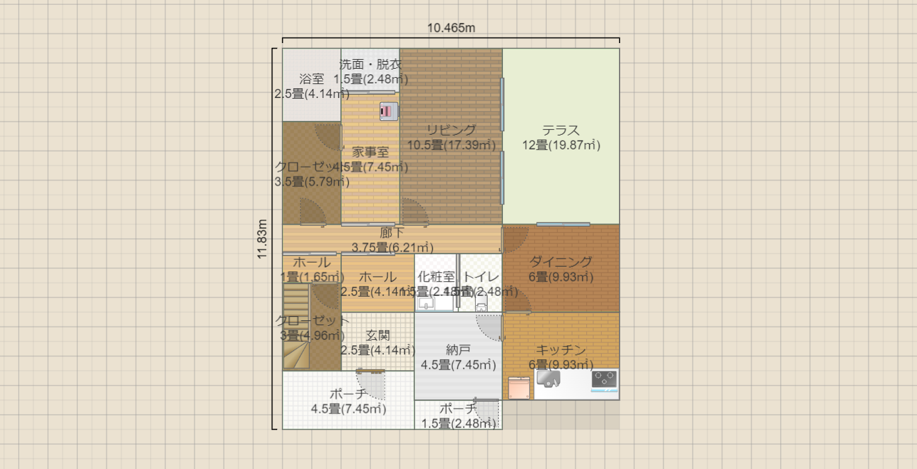 洗面化粧台を多めに