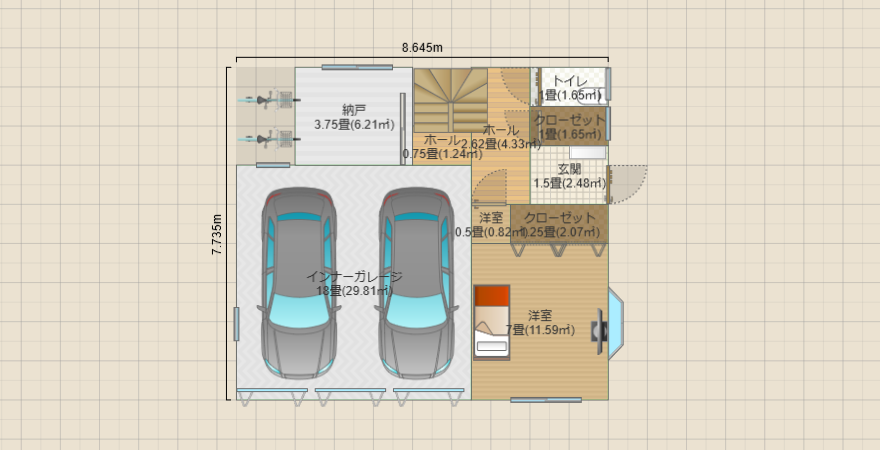 3LDK+InnerGarage2台(東玄関)１