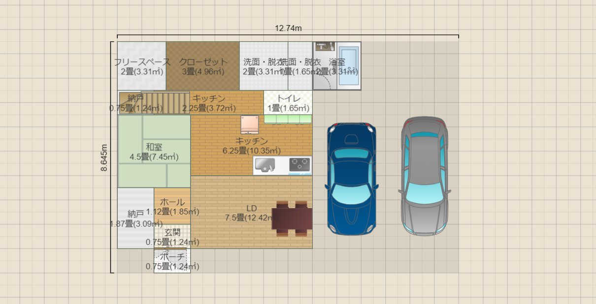 サン、ファミ、キチ、和室、縮小版