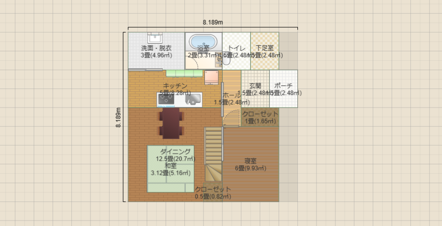 廊下の少ない　4LDKの家