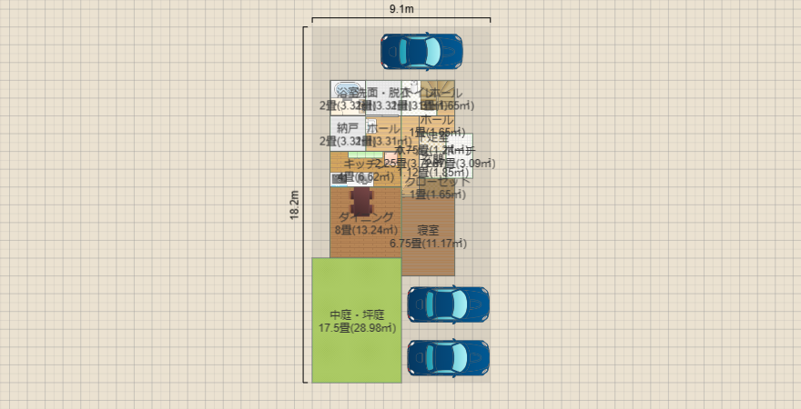 東玄関　4LDKの家