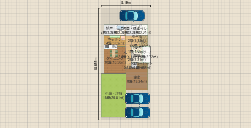 東玄関　4LDKの家　