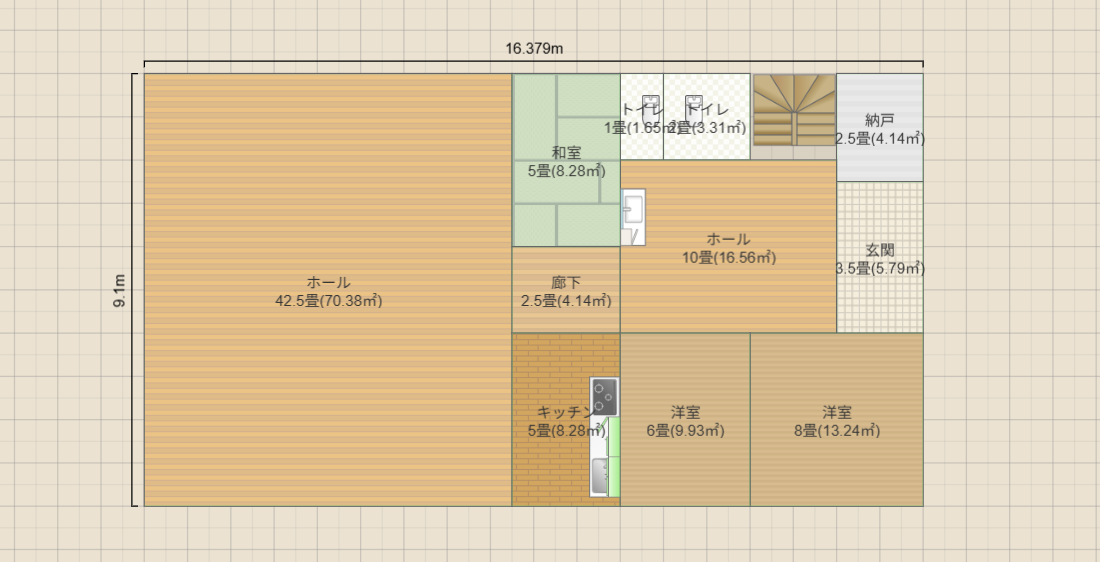 下池川会堂(44坪)+住居(25坪)