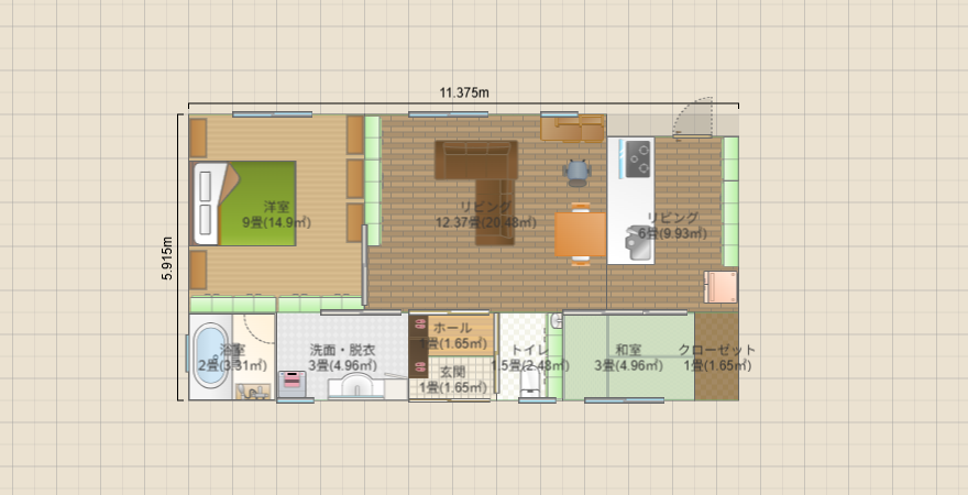 風水間取り北玄関19.9坪