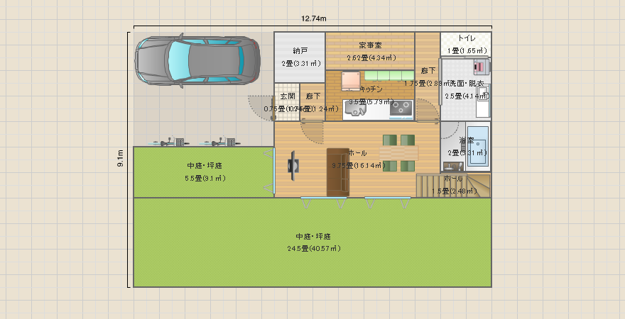 車・北西横／庭・南西＆南(35)