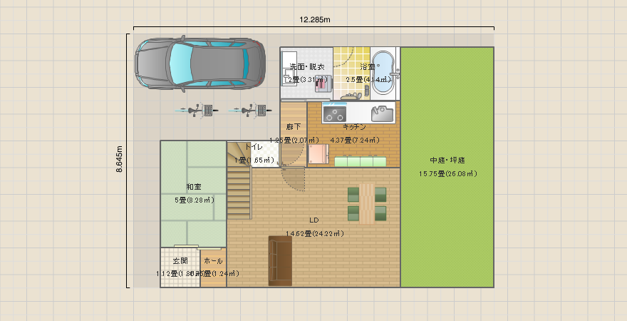 車・北西横／庭・東(25)