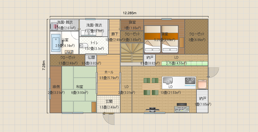 寝室　1F　No.2