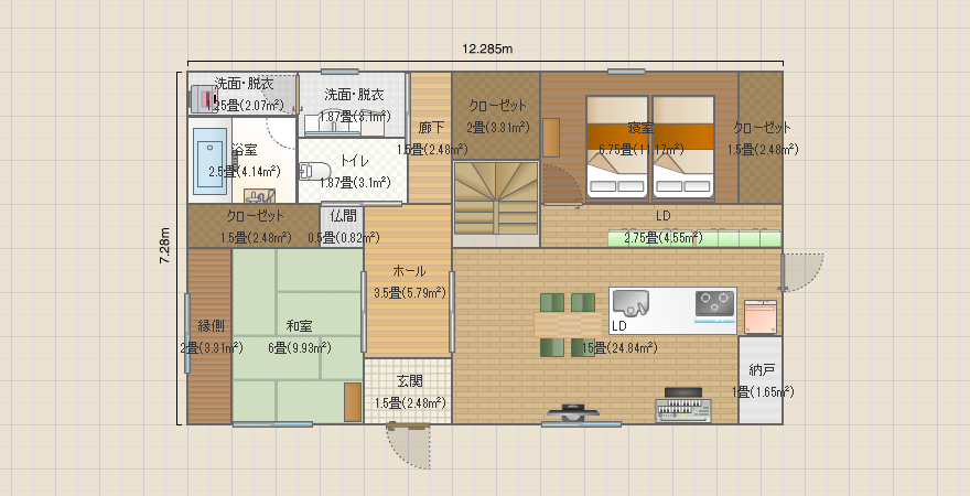 寝室　1F　No.3