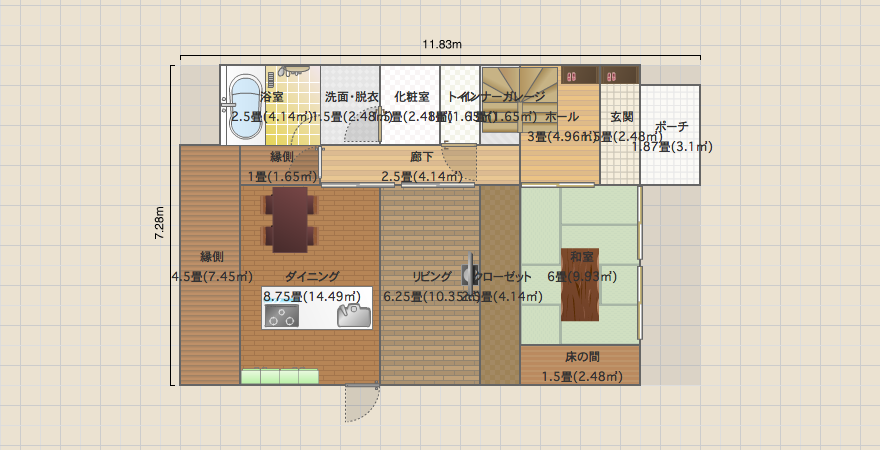 2F寝室８．７５帖　　　外構