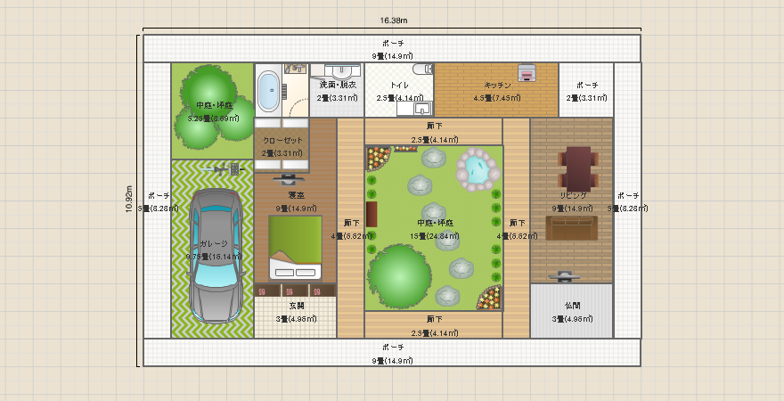 中庭ハウス：1階