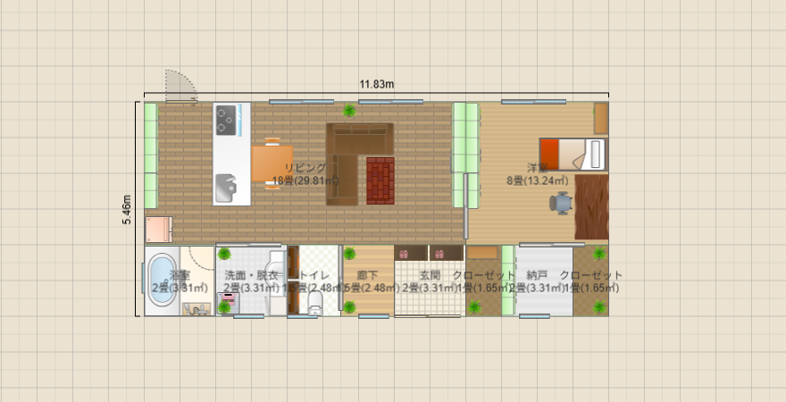 二人暮らし19.5坪