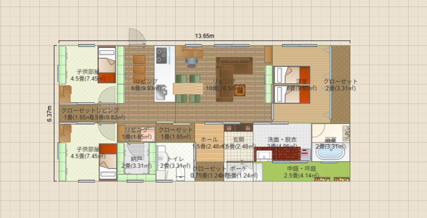 25坪4人家族収納たっぷり