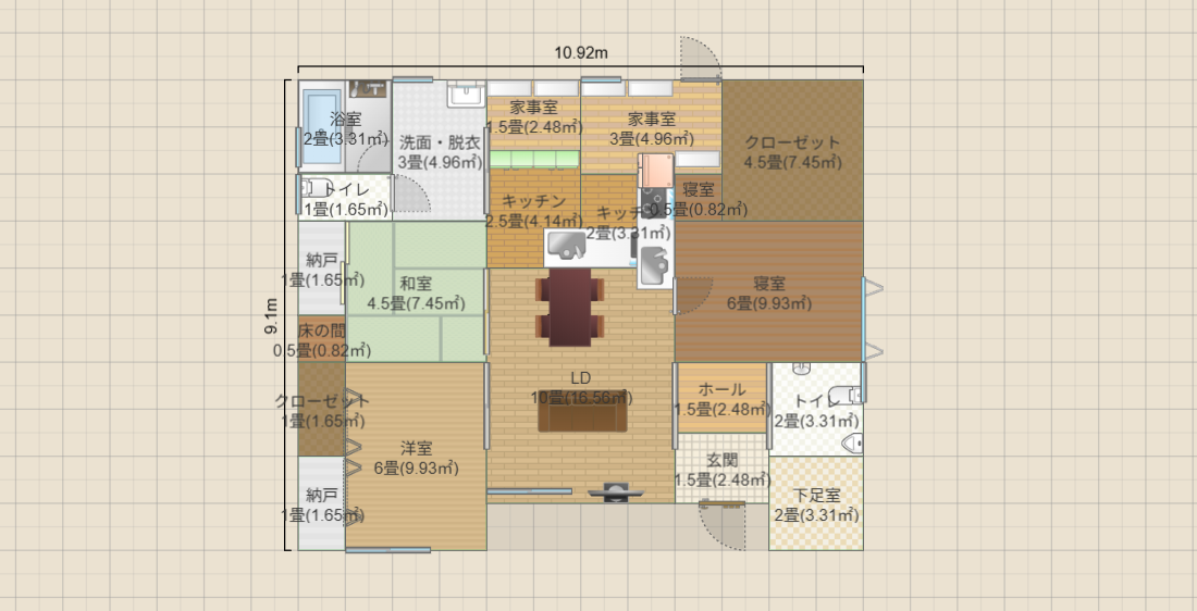 平屋　28.5坪　トイレ2